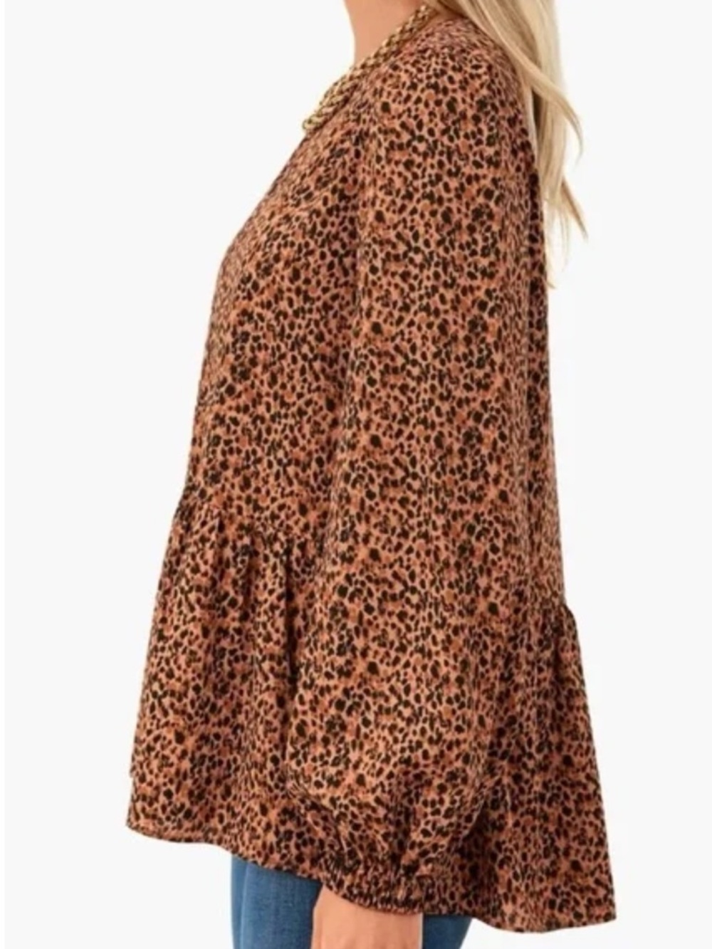 A26 Pomander Place Tuckernuck Leopard Carlota Peplum Blouse Top - Picture 2 of 9
